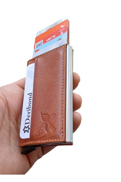 Deribond Ανδρική θήκη για κάρτες από γνήσιο δέρμα με αυτόματο μηχανισμό Πορτο...