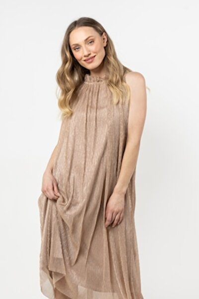 Awama - Midi dress, gold, polyester/elastane