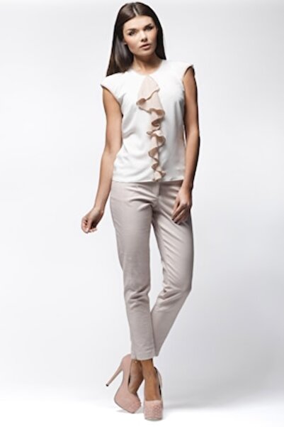 Awama Women's blouse, Awama, Polyester, Ecru, A025, L