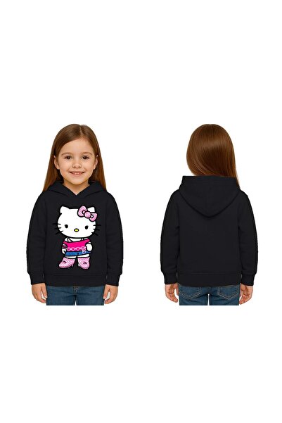 SEDİRLİ سويت شيرت للأطفال من هيلو كيتي مطبوع للجنسين مطبوع بغطاء رأس 3 خيوط م...