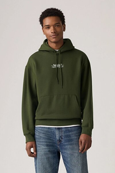 Levis سويت شيرت رجالي مريح برسومات جرافيك باللون الأخضر 38479-0430