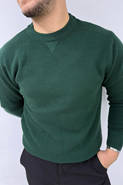 sunfyre Men's Crew Neck Regular Fit Cut Honeycomb Pattern Sweater