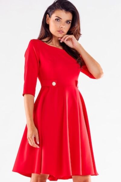 Awama Rochie scurtă cu mânecă trei sferturi, elegantă A520, neagră