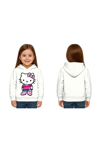 SEDİRLİ سويت شيرت للأطفال من هيلو كيتي مطبوع للجنسين مطبوع بغطاء رأس 3 خيوط م...