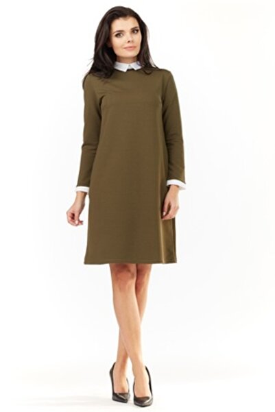 Awama - Rochie de damă, bumbac, kaki, A204