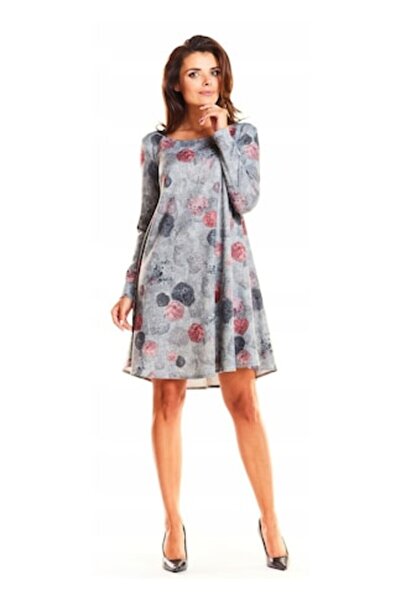 Awama Women's Dress, Polyester, Grey, A246, XL