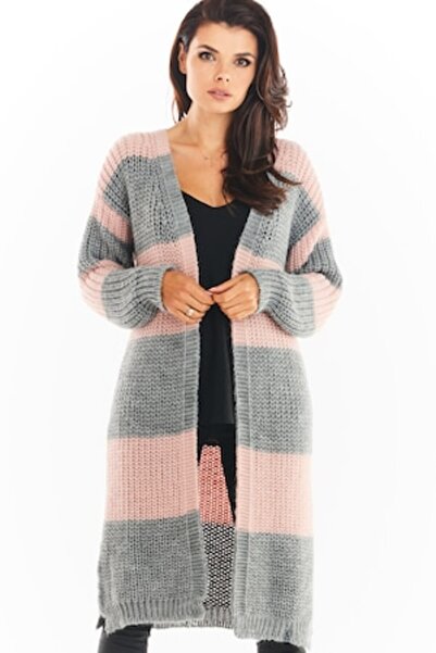 Awama Women's Sweater (Acrylic) Gray-Pink, One Size