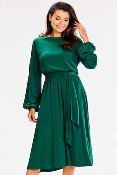 Awama - Women's dress, Viscose, A602 - bottle green