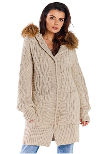 Awama Women's Sweater A478 - Beige, One Size