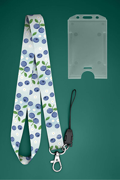 Apptakı Yaban Mersini Boyun İpi Boyun Askı İpi Boyun Askısı ve Kartlık - ASS0...