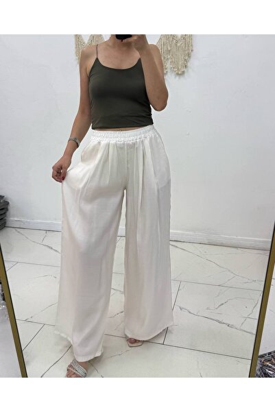 DALİAYILDIZ Women's Tansel Fabric High Waist Wide Leg Pants