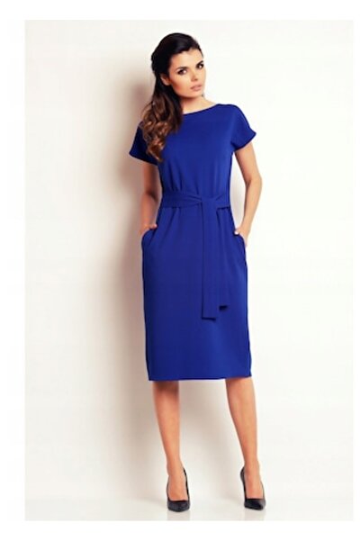 Awama Women's Dress Polyester Blue A142 Size S