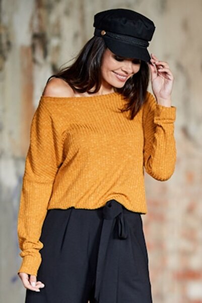 Awama Women's Sweater Classic Iblinwen A333 - Camel/Orange