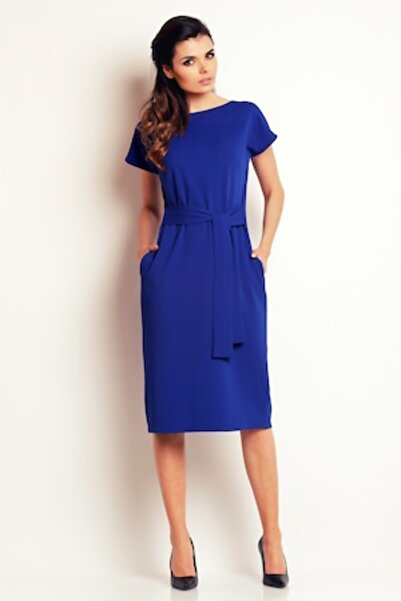 Awama Women's Dress A142, Blue, L INTL