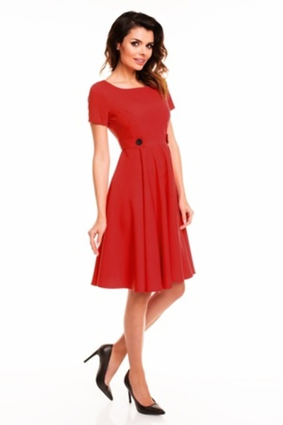 Awama Women's Dress A135, Polyester, Red, XL