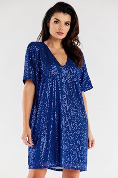 Awama Mini Dress, Polyester, Navy, One Size