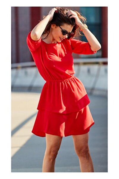 Awama Women's Dress, Polyester, Red, A258