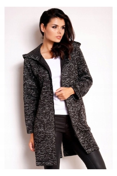 OEM Women's cardigan, black, L/XL, V-neck, high collar