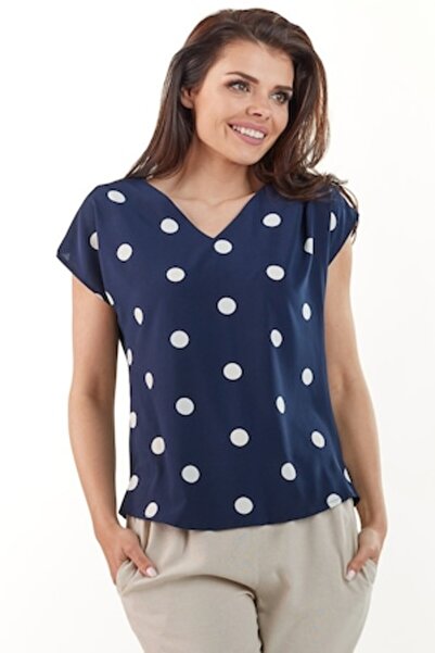 Awama women's blouse, polyester, navy, size S (A215)