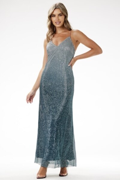 Awama Maxi Sequin Dress, Bottle Green, Polyester