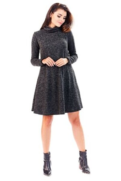 Awama Rochie mini Langaine A198 - Gri grafit