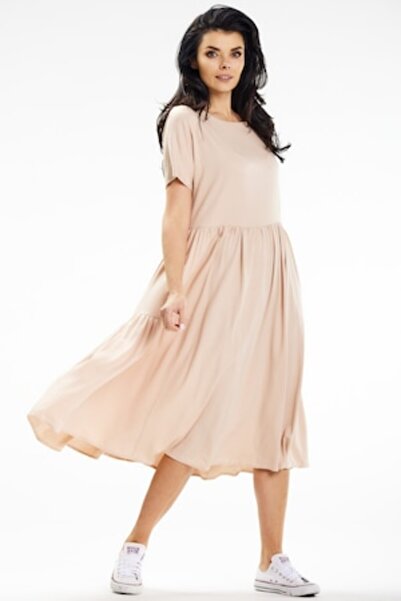 Awama - Women's dress, viscose, A639 - Beige