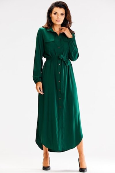 Awama - Rochie casual cu mânecă lungă A601, Verde