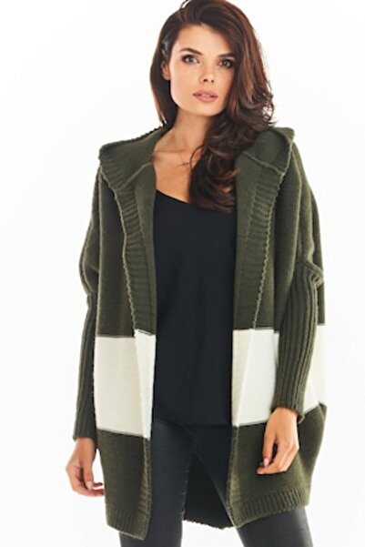 Awama Women's Cardigan Sweater, Polyester, One Size, Khaki