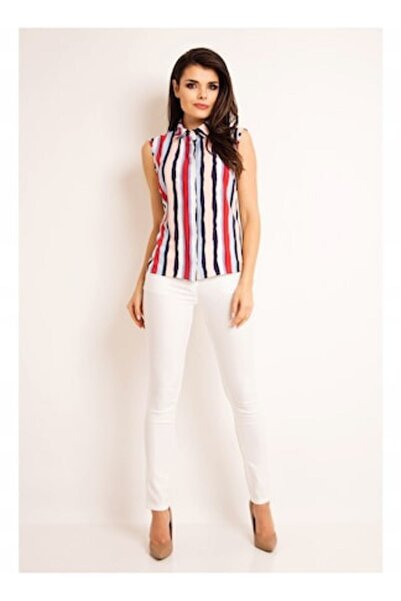 Awama Bluză de damă A169, poliester, dungi, multicoloră