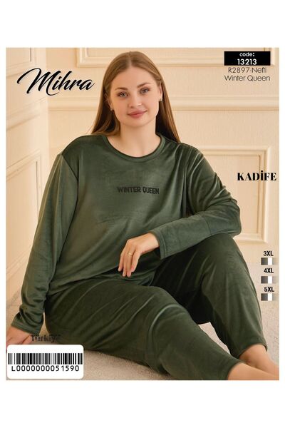 Mihra BATTAL BEDEN KIŞLIK UZUN KOL KADİFE PİJAMA TAKIM