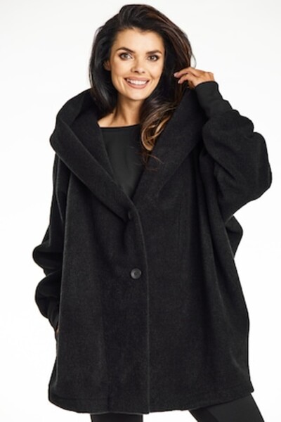 Awama - Women's coat A681, Polyester, Black