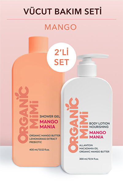 ORGANİC MİMİ Vücut Bakım Seti: Duş Jeli + Vücut Losyonu Mango Mania, Vegan Ne...