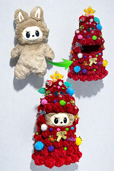 GiginGo Yılbaşı Ağacı Temalı Labubu 35 CM - Noel Ağacı İçerisinde Yumuşacık L...