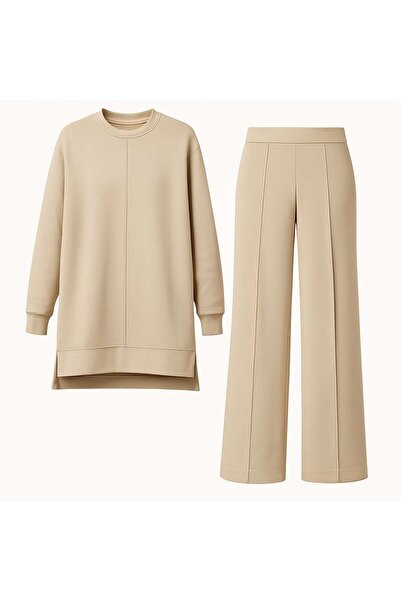 ECK MODA Γυναικείο Σετ Φορέματος Full ελαστικό ύφασμα από ελαστικό ύφασμα Modal με πλισέ μπροστά και πλισέ κάτω