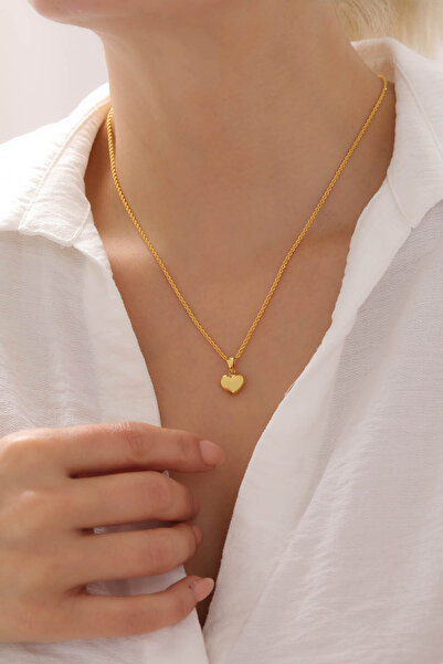 Kado Kuyumculuk 14 Ayar Altın Burgu Halat Zincir Üç Boyutlu Kalp Kolye