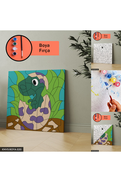 Evinemoda Set za slikanje na platnu sa dinosaurusom za bebe uključuje četkicu...