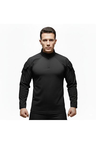 Nazlyna ⚫ Taktik Uzun Kollu Tişört / Komando Tişörtü - Siyah ⚫