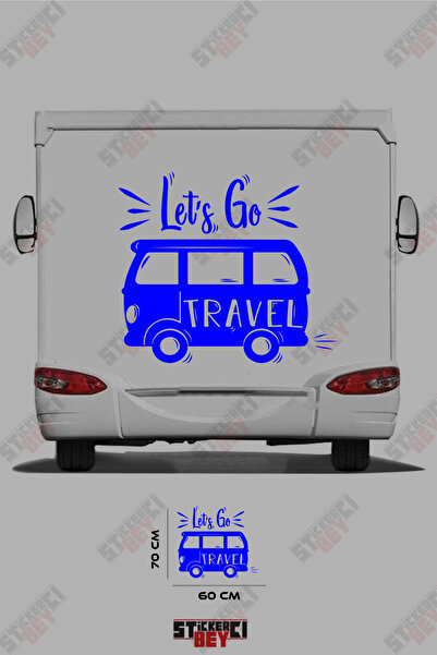 STİCKERCI BEY ملصق كرفان مكتوب عليه 'Let's Go Travel' مع صورة كرفان