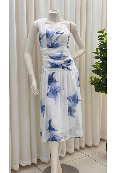 SELSAL فستان مشجر زهور بكتف واحد