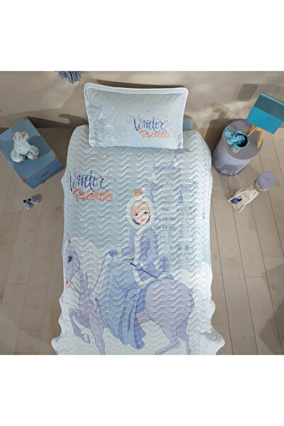 Clasy Ranforce %100 Cotton Single Bedspread Winter Princess V1 Turquoise
