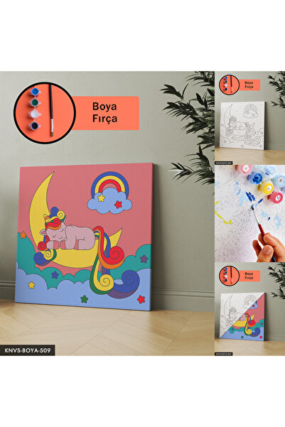 Evinemoda Set za slikanje na platnu "Spavajući jednorog" uključuje četkicu i ...