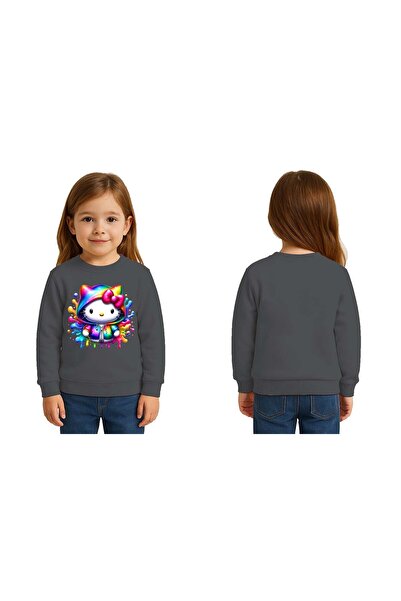 SEDİRLİ Унисекс детска блуза с принт Hello Kitty и 3-нишка ребра