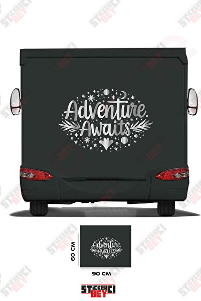 STİCKERCI BEY ملصق كارافان بنمط فضائي مكتوب عليه 'المغامرة تنتظر'
