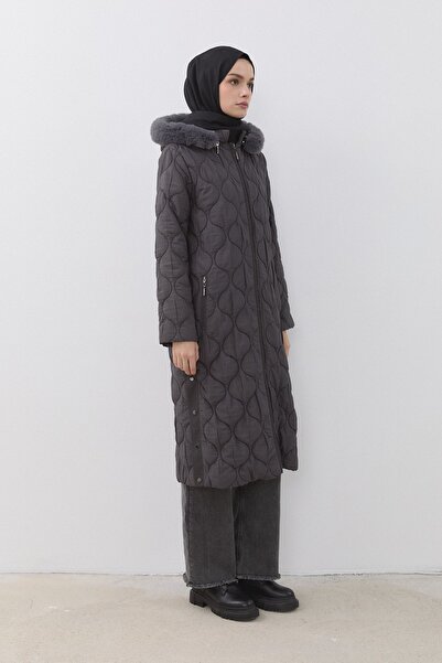 Nihan İnce Kapitone Çıt Çıt Detaylı Kap Antrasit