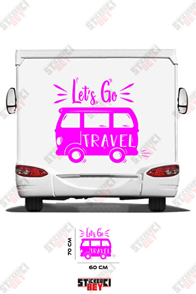 STİCKERCI BEY ملصق كرفان مكتوب عليه 'Let's Go Travel' مع صورة كرفان