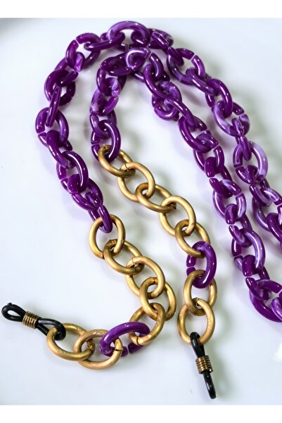 THİNBLACK Glasses Chain – Purple Acrylic & Antique Gold Aluminum,