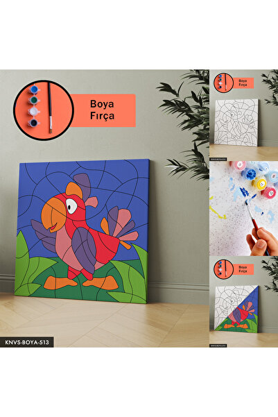 Evinemoda Vesela slika na platnu sa papagajem uključuje četku i boju