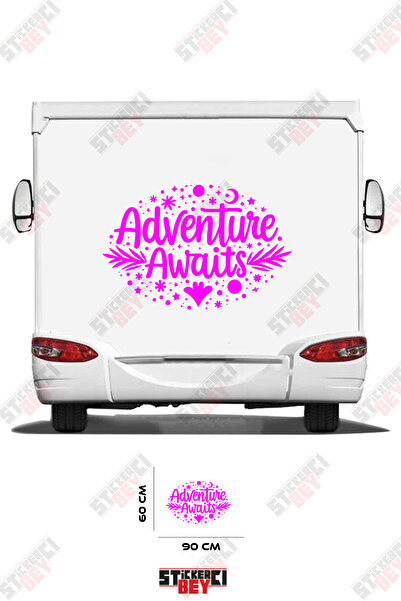 STİCKERCI BEY ملصق كارافان بنمط فضائي مكتوب عليه 'المغامرة تنتظر'