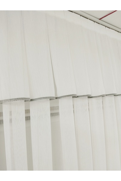 CEMRE PERDE Tül Farbelalı Gri Simli Biyeli Bambu 1/3 Sık Pile