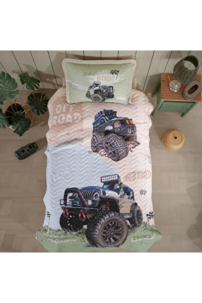 Clasy Ranforce 100% Cotton Single Bedspread Set Off Road V1 Beige